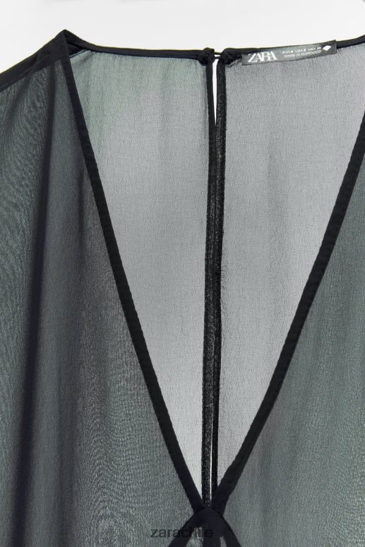 ropa cl Zara mujer vestido largo semitransparente negro JJ06N4829