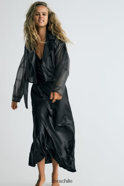 ropa cl Zara mujer vestido lencero metalizado negro JJ06N4934