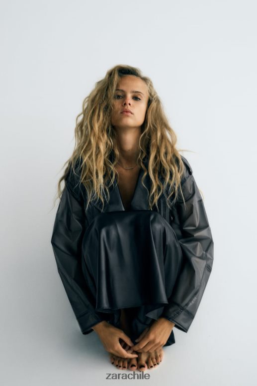 ropa cl Zara mujer vestido lencero metalizado negro JJ06N4934