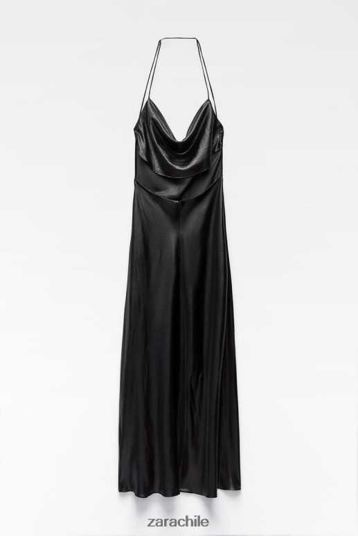 ropa cl Zara mujer vestido lencero metalizado negro JJ06N4934