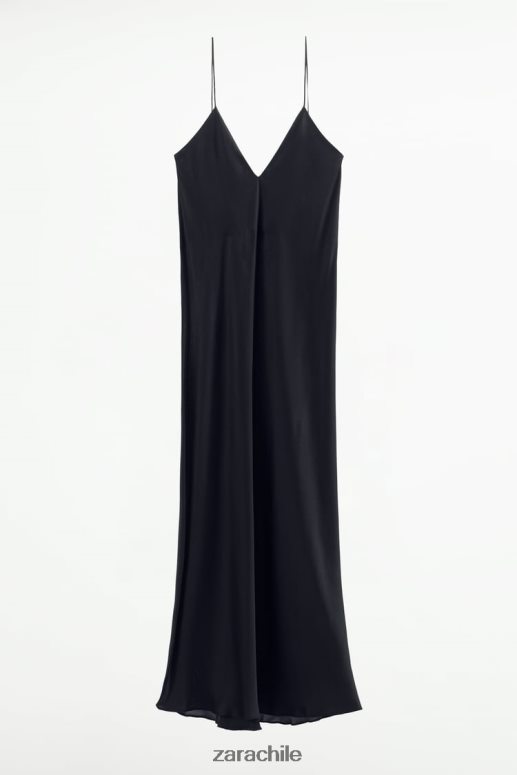 ropa cl Zara mujer vestido lencero negro JJ06N4833