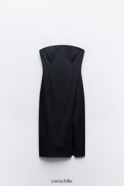 ropa cl Zara mujer vestido midi a rayas diplomáticas negro/crudo JJ06N4226