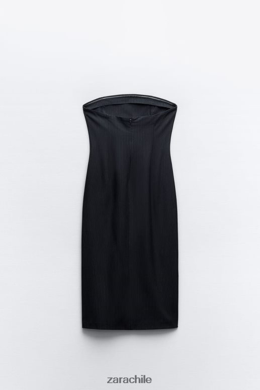 ropa cl Zara mujer vestido midi a rayas diplomáticas negro/crudo JJ06N4226