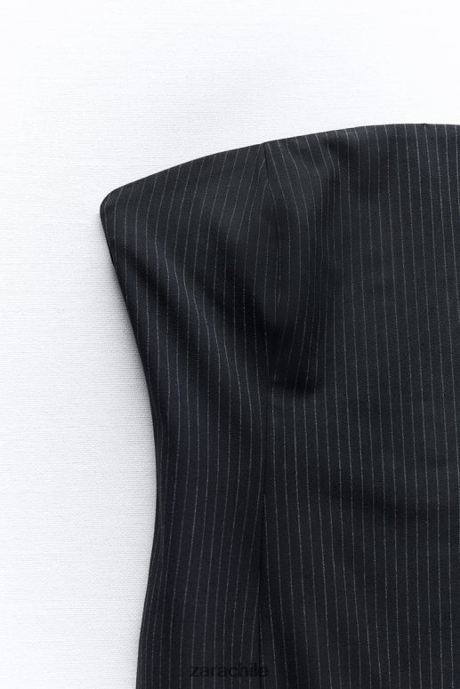 ropa cl Zara mujer vestido midi a rayas diplomáticas negro/crudo JJ06N4226