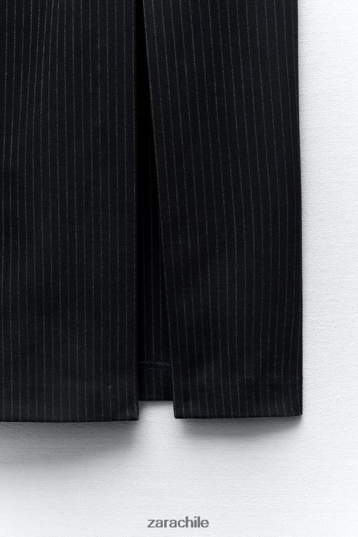 ropa cl Zara mujer vestido midi a rayas diplomáticas negro/crudo JJ06N4226