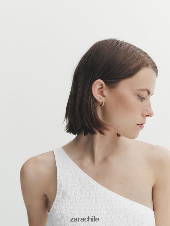 ropa cl Zara mujer vestido midi de popelina asimétrico blanco JJ06N4859