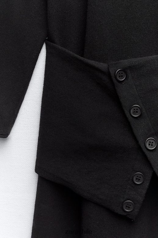 ropa cl Zara mujer vestido midi tejido con fajín negro JJ06N4228