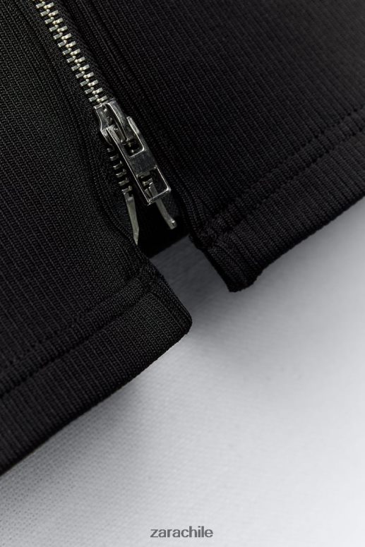 ropa cl Zara mujer vestido mini bomber negro JJ06N4241