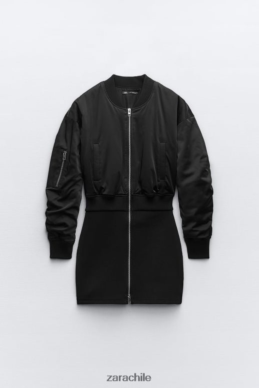 ropa cl Zara mujer vestido mini bomber negro JJ06N4241