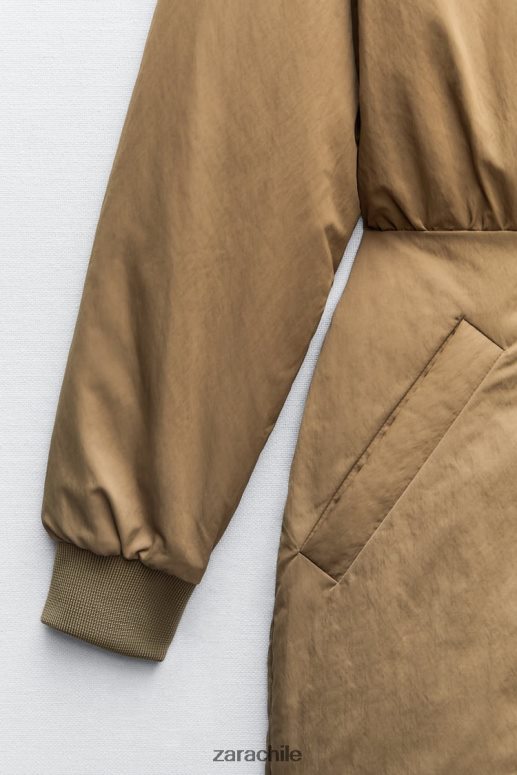 ropa cl Zara mujer vestido mini bomber verde oliva JJ06N4242