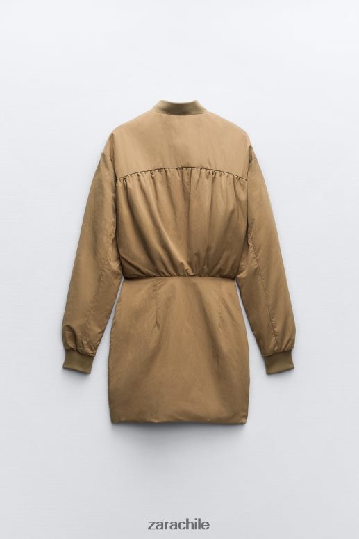 ropa cl Zara mujer vestido mini bomber verde oliva JJ06N4242