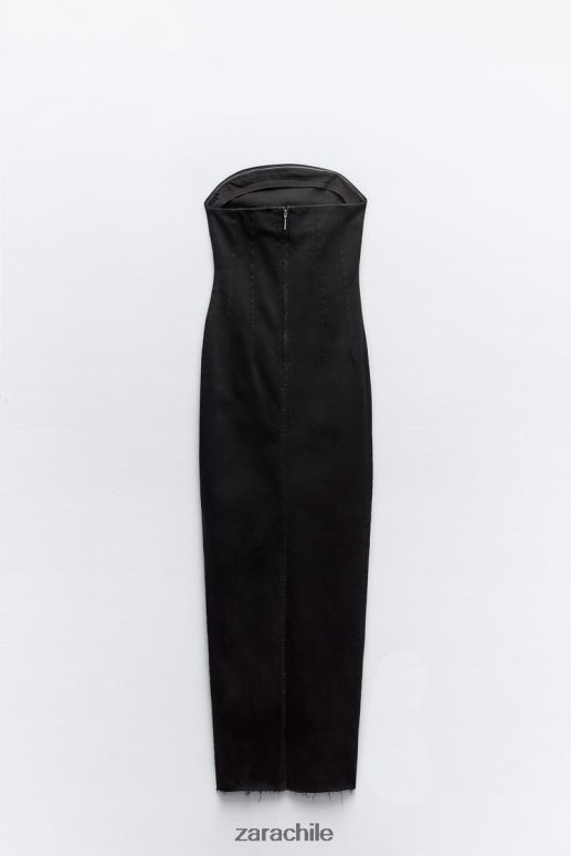 ropa cl Zara mujer vestido vaquero sin tirantes zw negro JJ06N4237