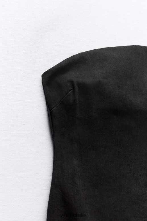 ropa cl Zara mujer vestido vaquero sin tirantes zw negro JJ06N4237