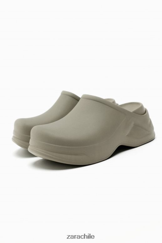 calzado cl Zara mujer zuecos de goma verde caqui JJ06N4728