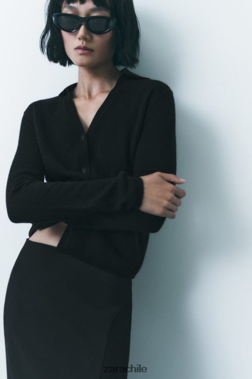 ropa cl Zara mujer Jersey polo de punto 100% lana negro JJ06N4268