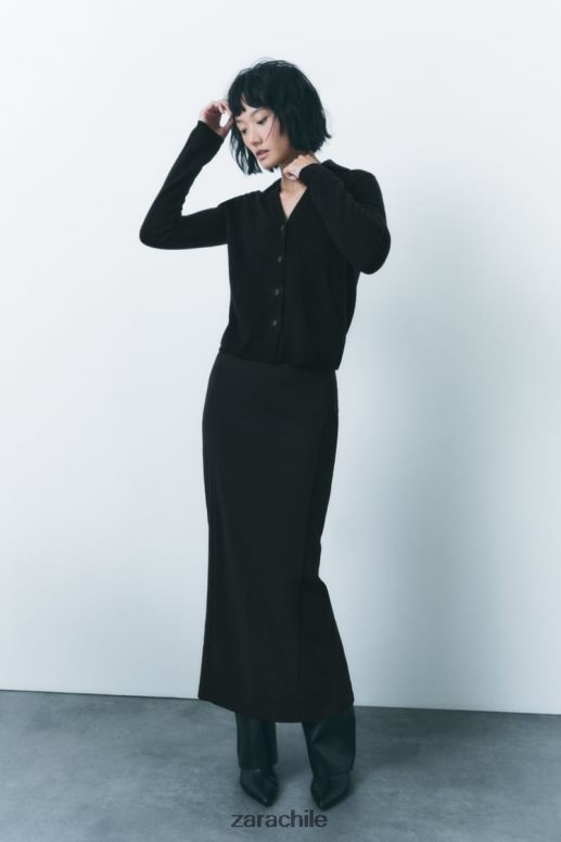 ropa cl Zara mujer Jersey polo de punto 100% lana negro JJ06N4268