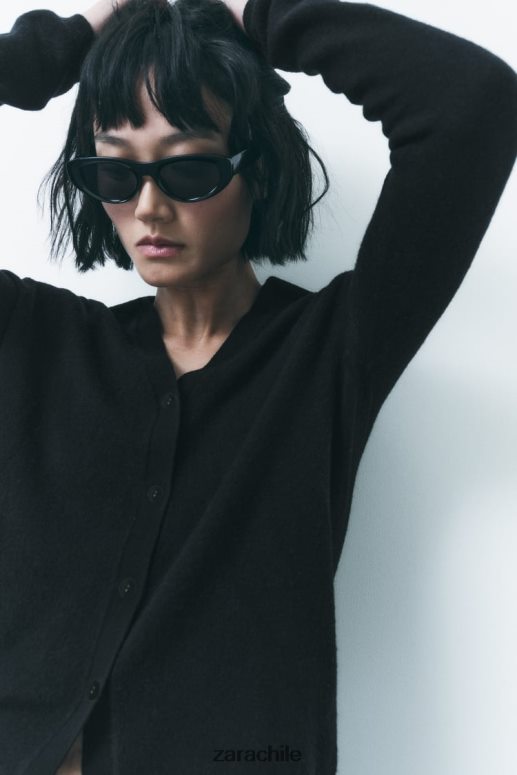 ropa cl Zara mujer Jersey polo de punto 100% lana negro JJ06N4268