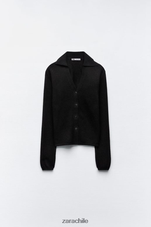 ropa cl Zara mujer Jersey polo de punto 100% lana negro JJ06N4268