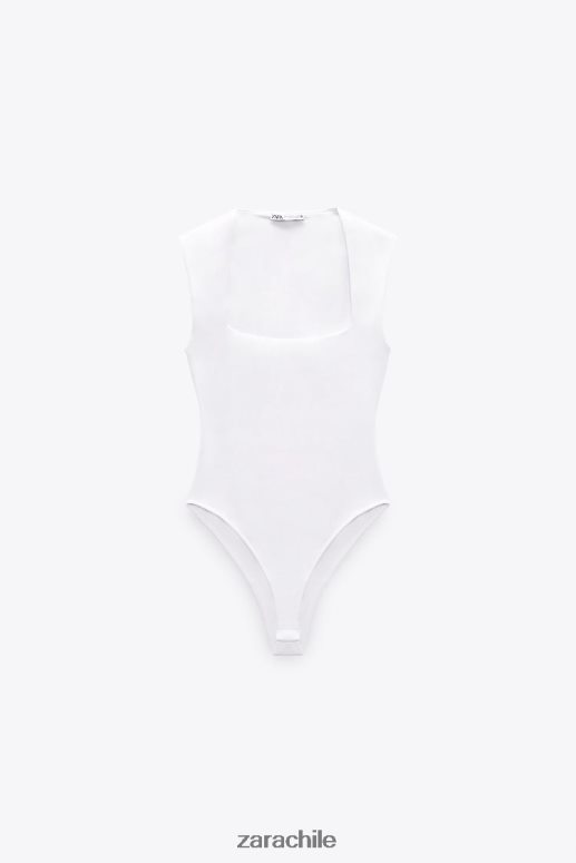 ropa cl Zara mujer body con cuello cuadrado blanco JJ06N4264