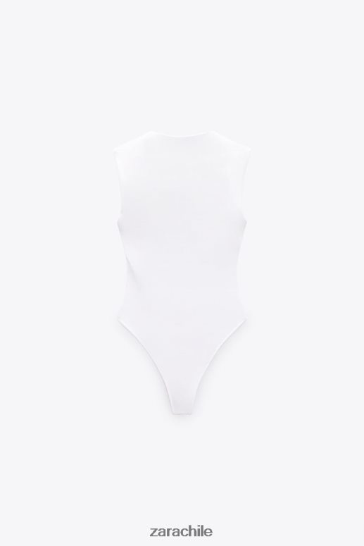 ropa cl Zara mujer body con cuello cuadrado blanco JJ06N4264