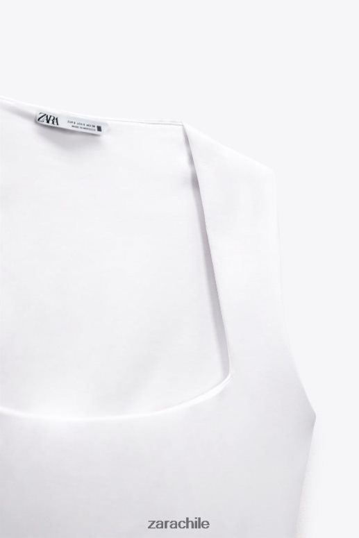 ropa cl Zara mujer body con cuello cuadrado blanco JJ06N4264