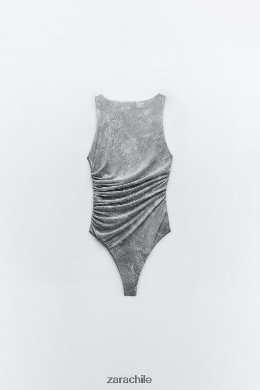ropa cl Zara mujer body de tul estampado grises JJ06N4257