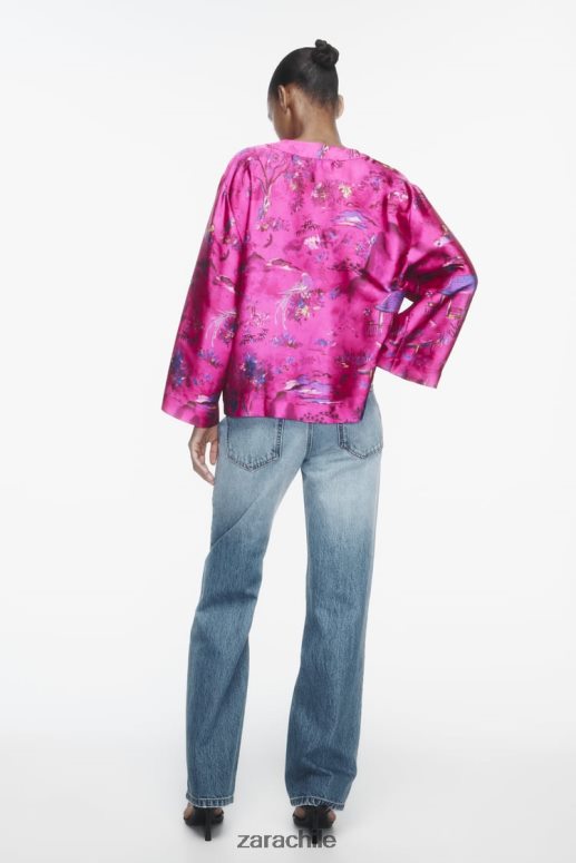 ropa cl Zara mujer camisa tipo kimono estampada multicolor JJ06N4275