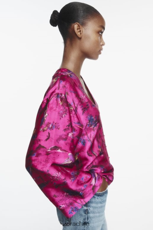 ropa cl Zara mujer camisa tipo kimono estampada multicolor JJ06N4275