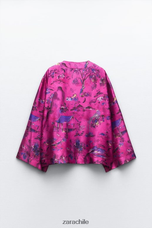 ropa cl Zara mujer camisa tipo kimono estampada multicolor JJ06N4275