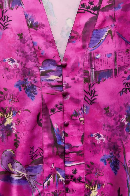 ropa cl Zara mujer camisa tipo kimono estampada multicolor JJ06N4275