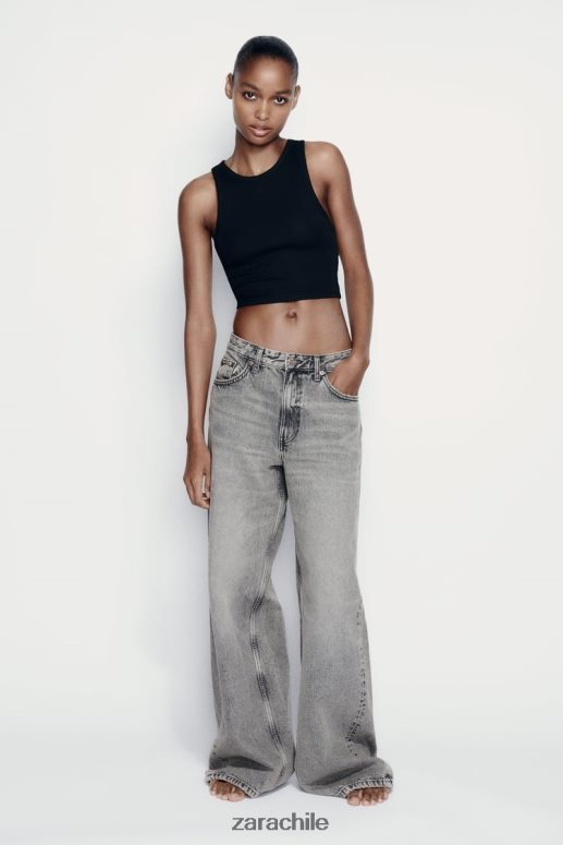 ropa cl Zara mujer camiseta básica de canalé negro JJ06N4273