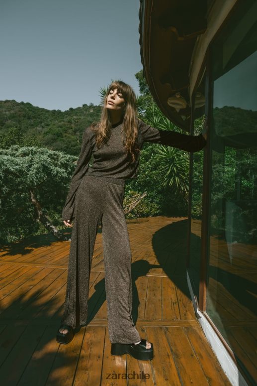 ropa cl Zara mujer crop top con hilo metalizado oro JJ06N4247