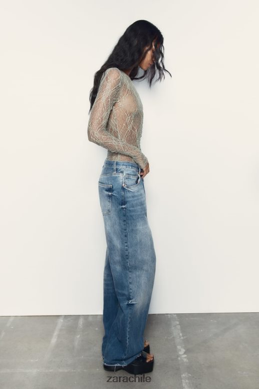 ropa cl Zara mujer mono de encaje caqui claro JJ06N4269