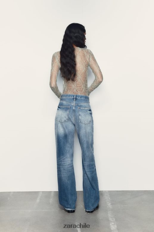 ropa cl Zara mujer mono de encaje caqui claro JJ06N4269