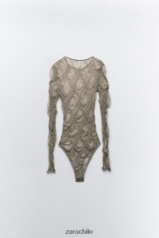 ropa cl Zara mujer mono de encaje caqui claro JJ06N4269