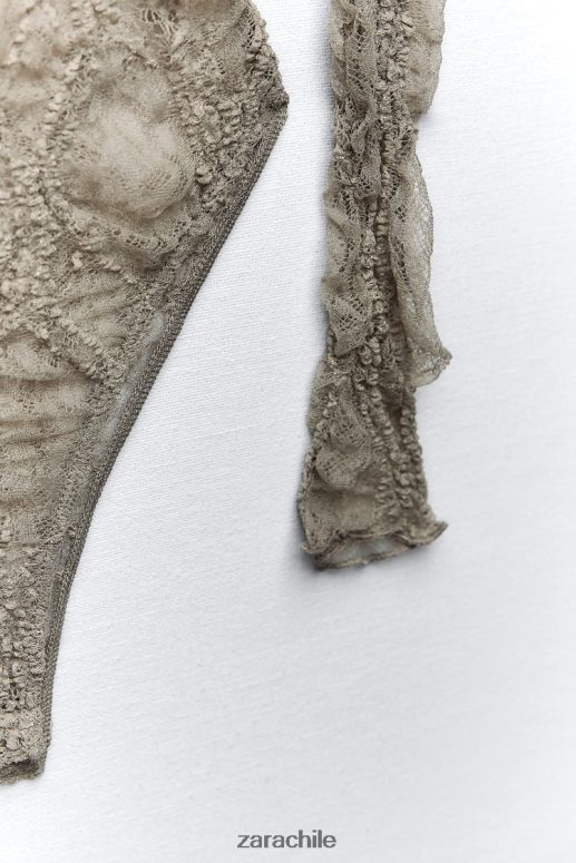 ropa cl Zara mujer mono de encaje caqui claro JJ06N4269