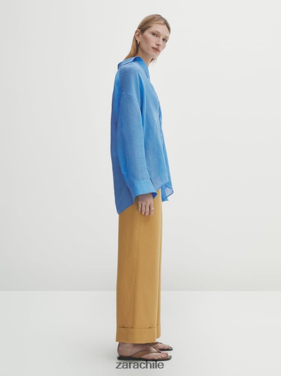 ropa cl Zara mujer pantalones de traje con dobladillo vuelto champán JJ06N4840