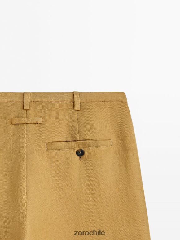 ropa cl Zara mujer pantalones de traje con dobladillo vuelto champán JJ06N4840