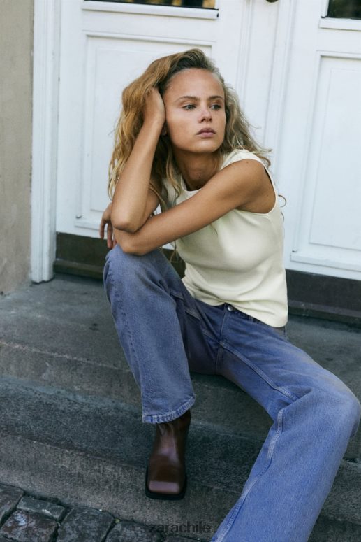 ropa cl Zara mujer top ajustado de canalé crudo JJ06N4251