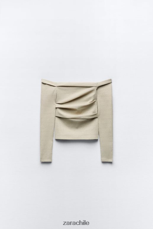 ropa cl Zara mujer top bandeau con hilo metalizado dorado JJ06N4248