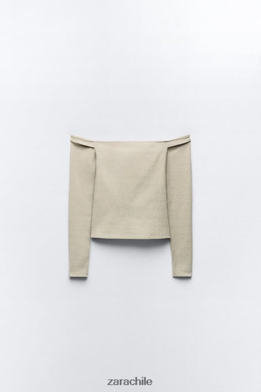 ropa cl Zara mujer top bandeau con hilo metalizado dorado JJ06N4248