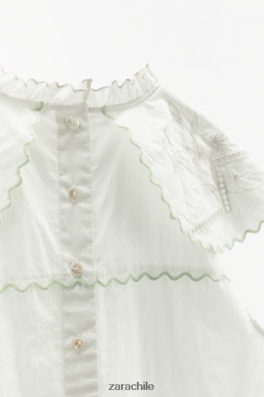 ropa cl Zara mujer top bordado en contraste blanco JJ06N4828