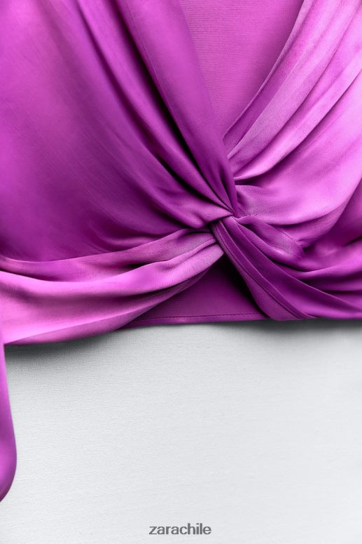 ropa cl Zara mujer top con efecto satinado anudado púrpura JJ06N4272