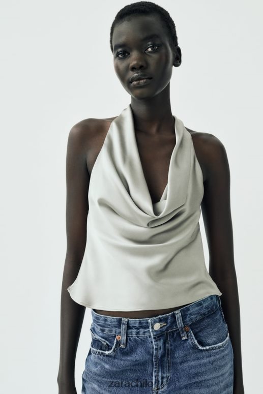 ropa cl Zara mujer top con efecto satinado oro suave JJ06N4284