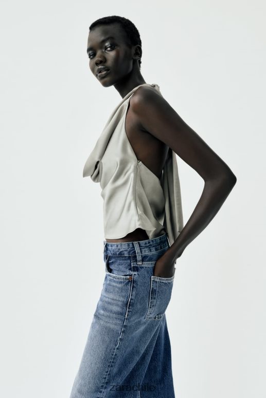 ropa cl Zara mujer top con efecto satinado oro suave JJ06N4284