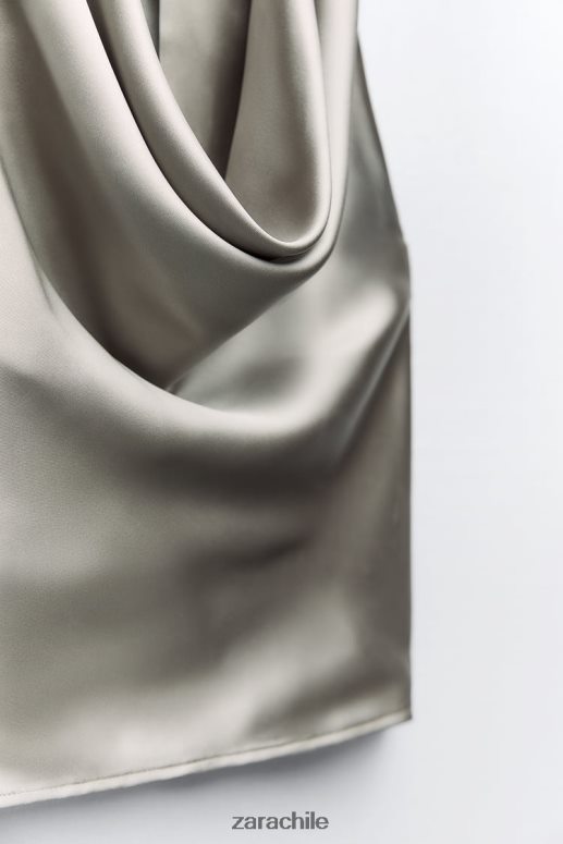 ropa cl Zara mujer top con efecto satinado oro suave JJ06N4284