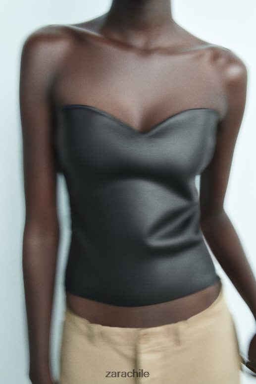ropa cl Zara mujer top corpiño de punto negro JJ06N4267