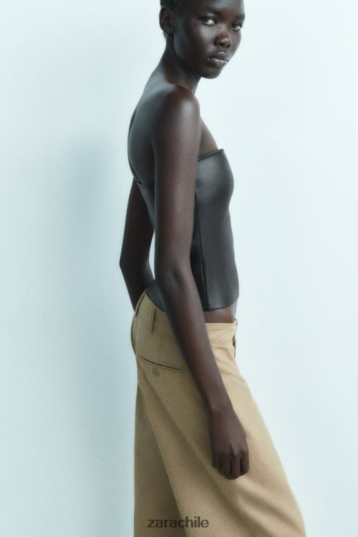 ropa cl Zara mujer top corpiño de punto negro JJ06N4267