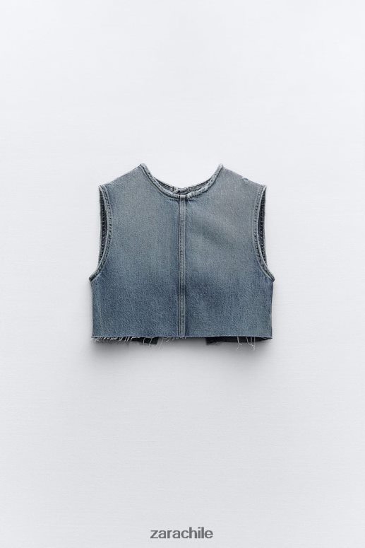 ropa cl Zara mujer top corto de mezclilla trf azul JJ06N4259