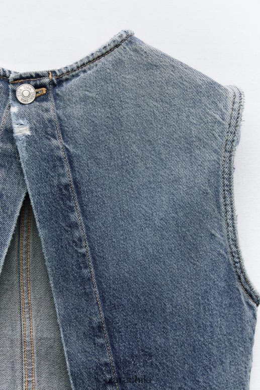 ropa cl Zara mujer top corto de mezclilla trf azul JJ06N4259